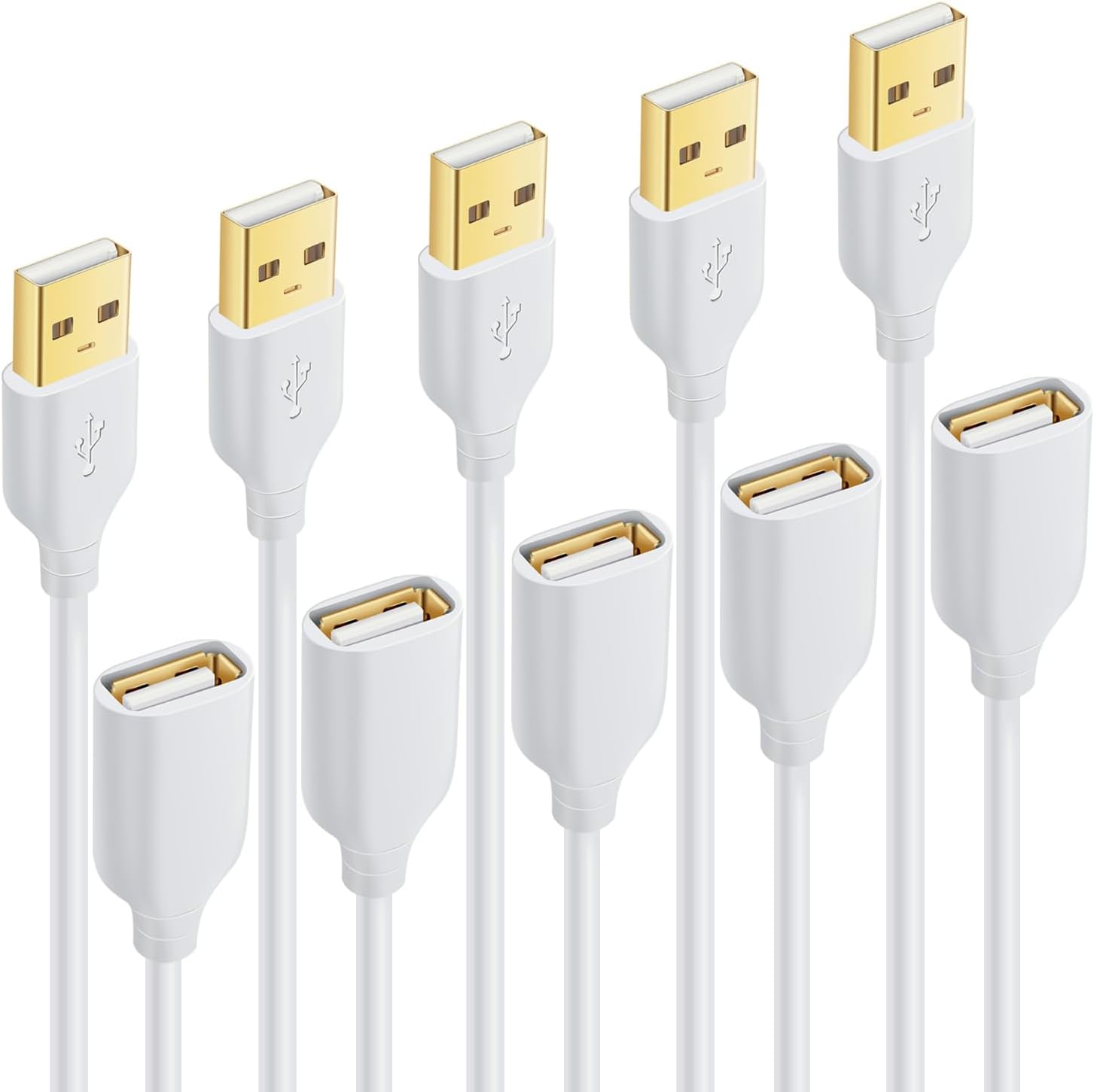 USB Extension Cable, [5Pack] 10 ft Extra Long Type A Male to Female USB