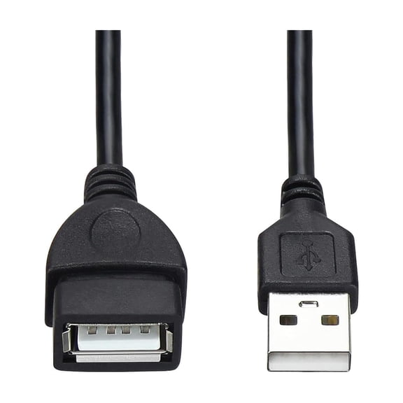 USB Extension Cable, Male to Female, USB-A 2.0 Extender Cord, 2-Pack, 5 ft, Black