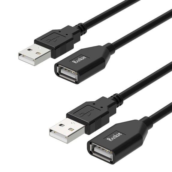USB Extension Cable, Rankie USB 2.0 Extension Cable - A-Male to A-Female - 6 Feet (Black) - R1330A