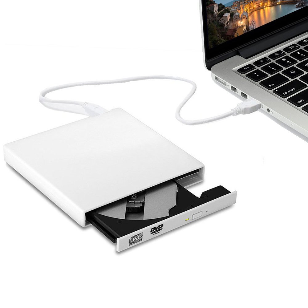 USB External CD DVD Drive for Laptop, TSV CD DVD Burner Player Reader, CD DVD +/-RW ROM Optical Drive for PC Laptop Desktop MacBook Windows 7/8.1/10/11 Linux Mac OS, White - image 1 of 9