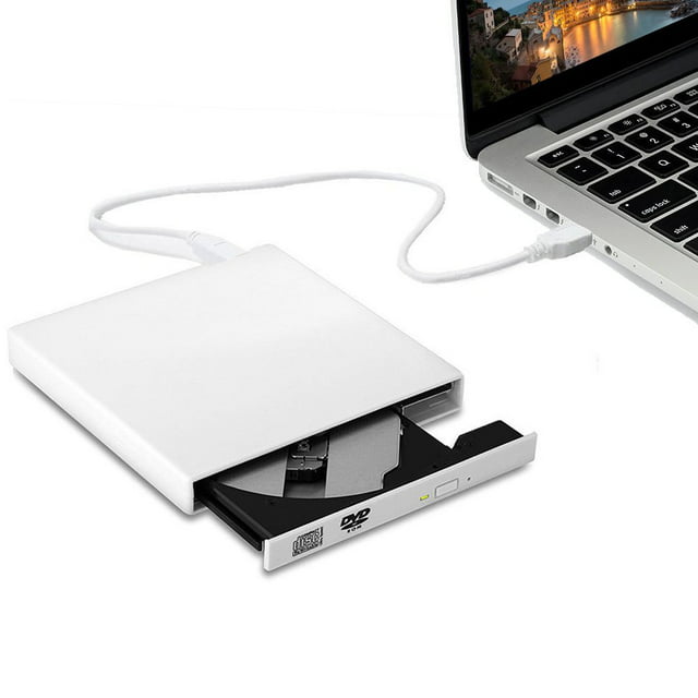 USB External CD DVD Drive for Laptop, TSV CD DVD Burner Player Reader, CD DVD +/-RW ROM Optical Drive for PC Laptop Desktop MacBook Windows 7/8.1/10/11 Linux Mac OS, White