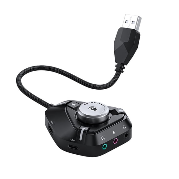 USB External Sound Card USB Adapter for Laptop Desktop Sound Card with 3x3.5mm 2xUSB 1xType C Port for