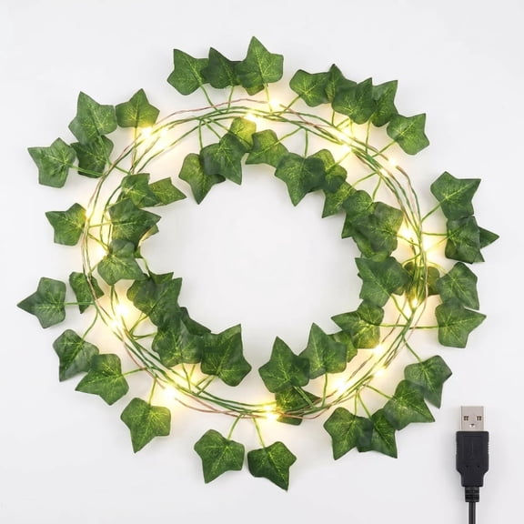 USB Fairy Lights16ft50 LED Pothos String Lights , Leaf Lights for Bedroom, Room, Wall, Garden, Party, Wedding Dorm Decor(Warm White)