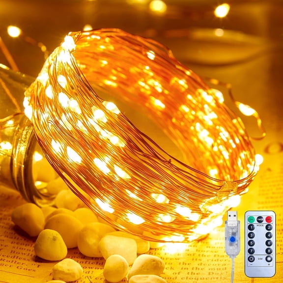 USB Fairy Lights Plug in, 66 Feet 200 LED Twinkle String Lights with Remote and Timer, Waterproof 8 Modes Starry Lights for Indoor Wreath DIY Party Wedding Christmas Decoration, Warm White