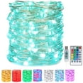 thumbnail image 1 of USB Fairy String Lights - 33Ft 100 LED Waterproof, 16 Colors Changing Sliver Wire Lights with 8 Lighting Modes Remote Control - Craft Bedroom Ceiling Halloween Christmas Decoration, 1 of 9