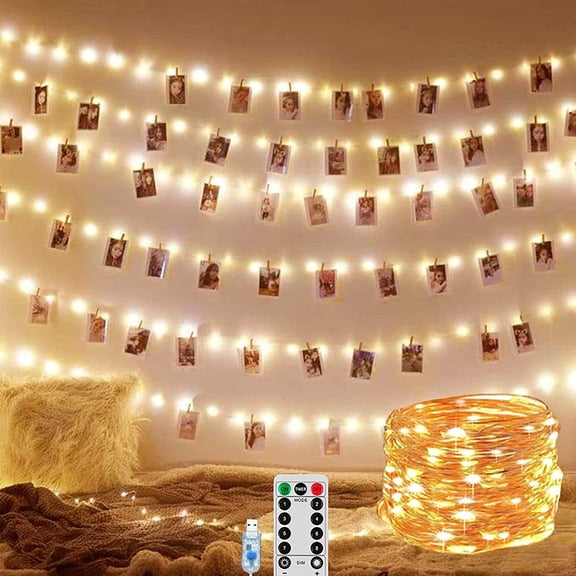 USB Fairy String Lights with Remote,40ft 12M 120 LED Firefly Twinkle String Lights Warm White Firefly USB Plug in Waterproof Copper Wire Decorative Fairy Lights Twinkling Lights (1pcs)
