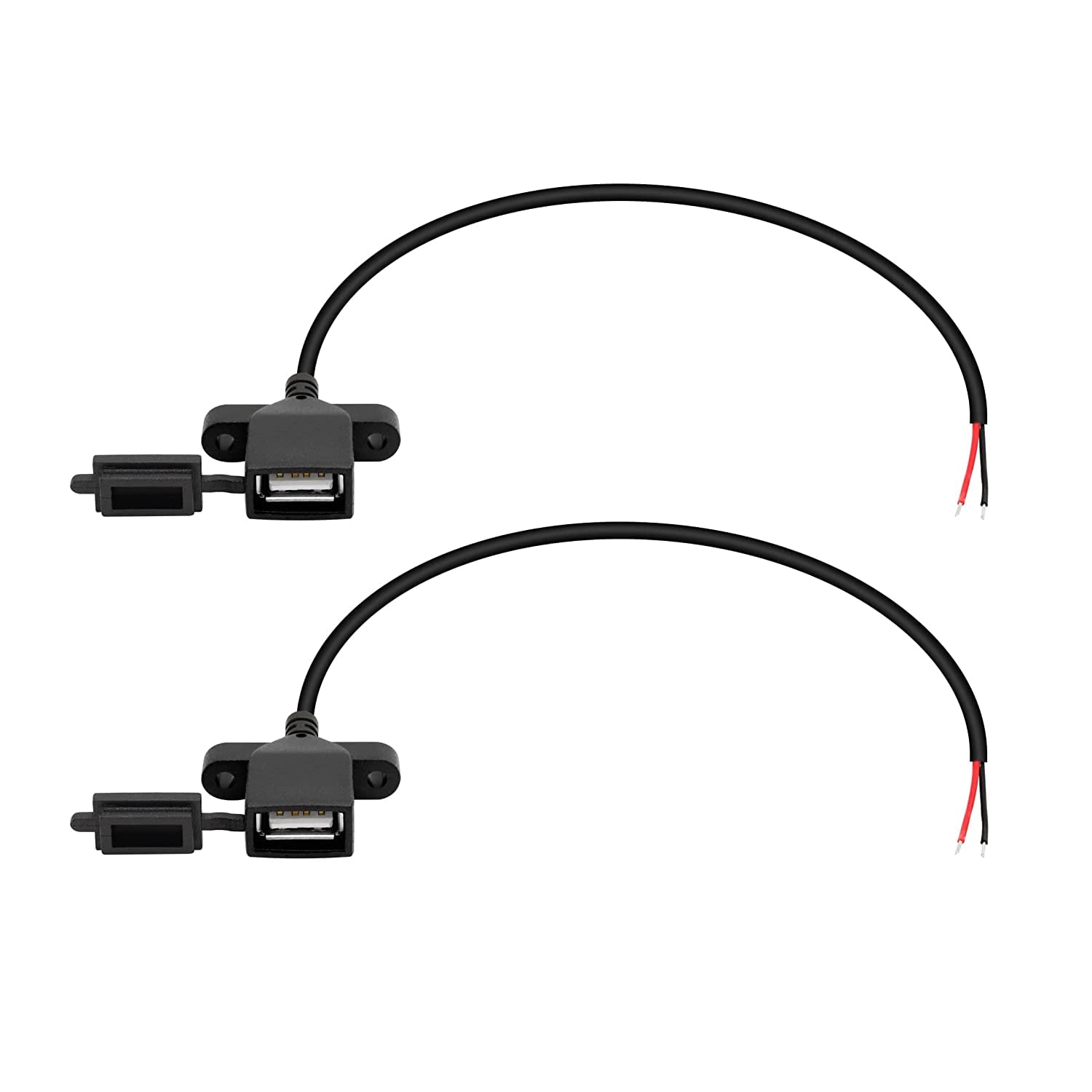 USB Female 2pin Bare Wire,USB Power Cable with Dust Cap DIY Pigtail