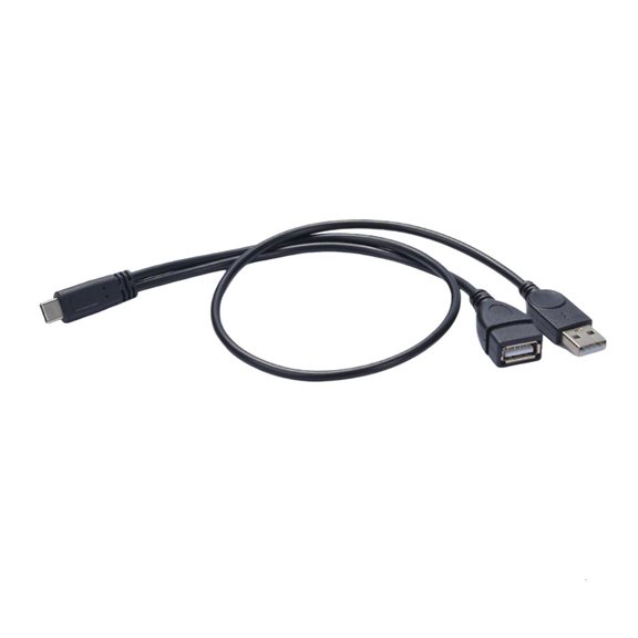 Type C OTG Adapter Cable with USB 2.0 Female and USB Male for Simultaneous Charging and Data Connection