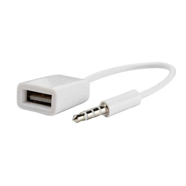 USB Female to 3.5mm Jack Male Audio Converter Cable Adapter (White)