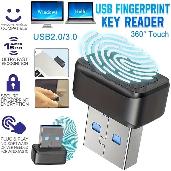 USB Fingerprint Key Reader Window for Laptop USB Card Reader Hello Fingerprint Reader Secure Login Solution