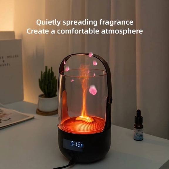 USB Fireplace Aroma Diffuser And Humidifier - 6.76oz Soundwave Technology Essential Oil Mist Maker with Colorful Flame, Night Light, Timer, And Auto Shut-Off - Ideal for Home And Office with 6 Oils