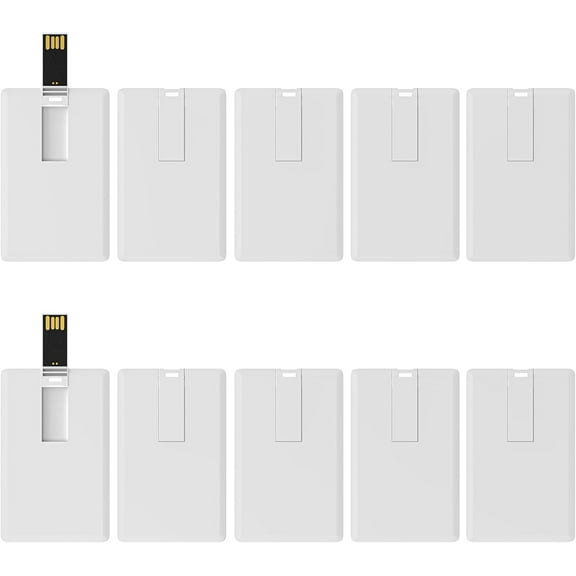 USB Flash Drive 128MB 10 Pack, Credit Card USB 2.0 Thumb Drive Bank Card Shape Memory Stick Credit USB Drives Bulk USB 128MB 10 PCS (White Card)
