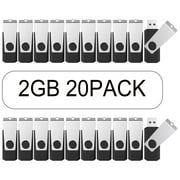 USB Flash Drive 2GB 20 Pack, Bulk USB 2.0 Flash Drives Thumb Drive Swivel Memory Stick Jump Drive Pen Drive  Black, 2 GB*20 PACK
