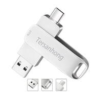 Flash Drive, Dual Type-C Thumb Drive External Data Storage USB C Memory Stick for Mobile, Tablet, PC, Mac-Tersanhong
