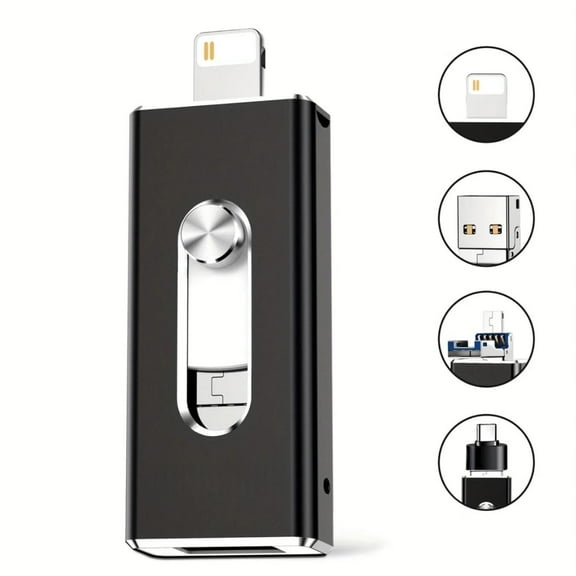 512GB USB 3.0 Flash Drive for iPhone3-In-1  USB External Storage Thumb Drive OTG Pendrive Android Phone and Computer-Black