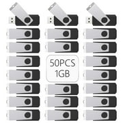 USB Flash Drive 50PCS 1GB USB 2.0 Flash Drive Memory Stick USB Drive Thumb Drives Bulk Pack Swivel Memory Stick Thumb Drives Pen Drive 1G, 50 Pack, Black