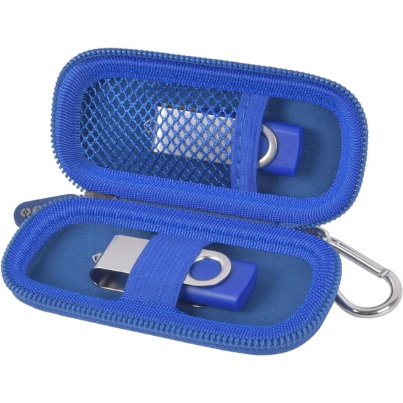 USB Flash Drive Case, SD Card Holder Compatible with Thumb Drive, SDXC SDHC Storage Bag, Electronic Accessories Organizer (Blue)