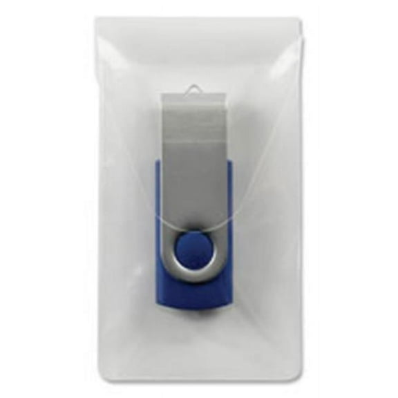 USB Flash Drive Pocket, Poly,Self-Adhesv,2 in. x 3.56 in., 6-PK,CL