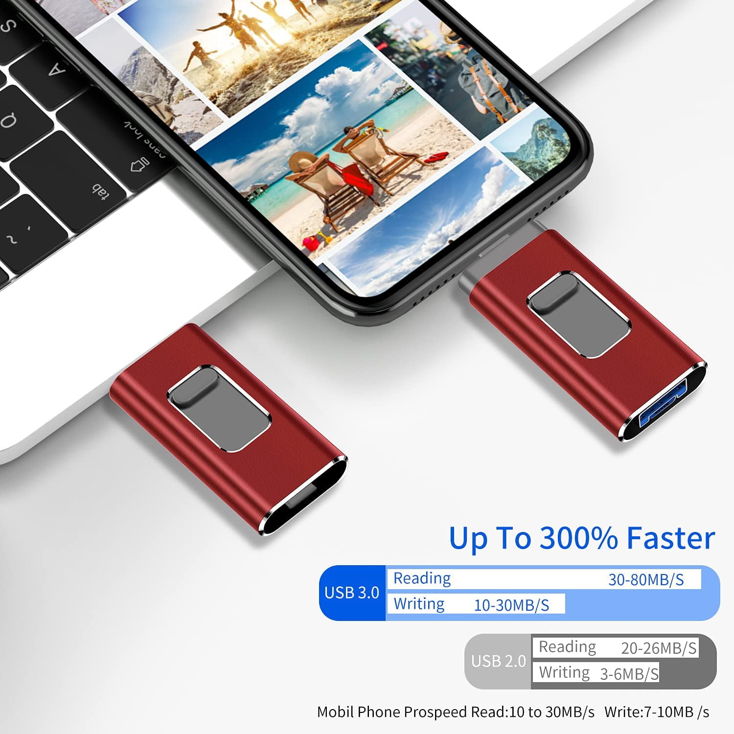USB Flash Drive for IPhone/computer 64GB Memory Stick (64GB, Red