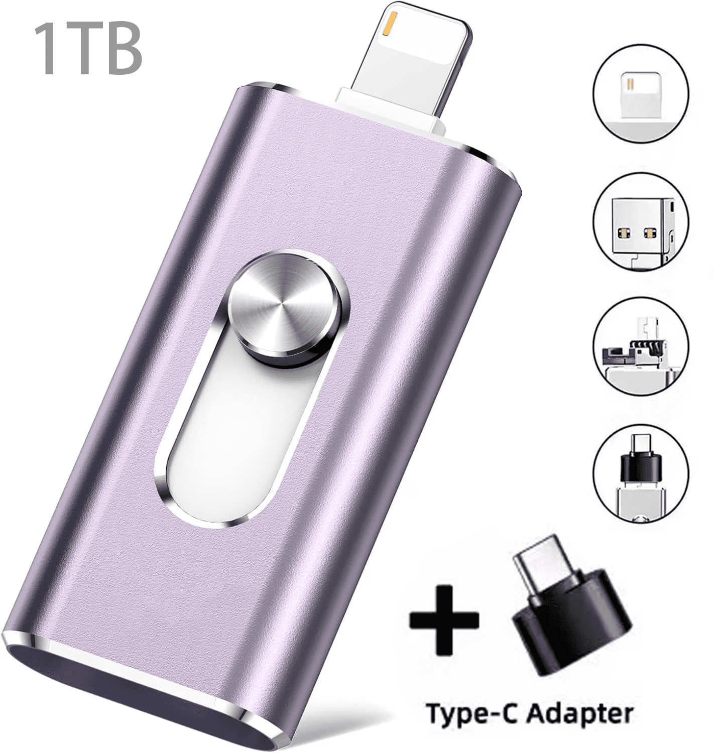 USB Flash Drive for iphone,iPad,3 IN 1 Memory External Storage,Type-C Thumb Drive for OTG Android Phone and Computer