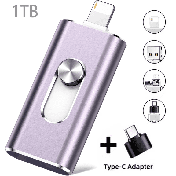 USB Flash Drive for iphone,iPad,3 IN 1 Memory External Storage,Type-C Thumb Drive for OTG Android Phone and Computer