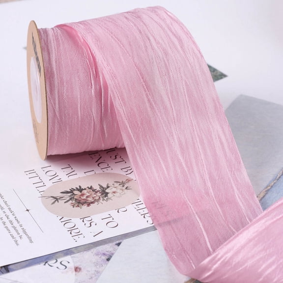 ERDOUY 10 Yards Fabric Crinkled Ribbon,Silk-Like Wrinkled Ribbons,for Gift Wrapping Basket Wreaths Bows Making Home Event Decor Christmas Tree Top Bows,A26