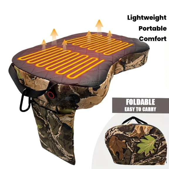 USB Foldable Portable Heating Hunting Seat - Lightweight Tree Stand Gear, Ideal for Ice Fishing Camping Stadium Outdoor Heating (Power Bank Not Included)