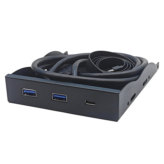 For USB Front Panel for PC, 2 Port USB 3.0 + 1 Port Type-C + Headset Audio Hub Adapter, USB 3.2 Gen1 5Gbps, for 3.5/5.25 Inch Floppy / Optical Drive Bay