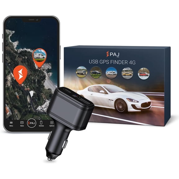 USB GPS Tracker 4G  Mini Vehicle for Cars & Trucks Direct 12V Connection via Cigarette Lighter Port Built-in SOS Button Worldwide Real-Time Tracking App