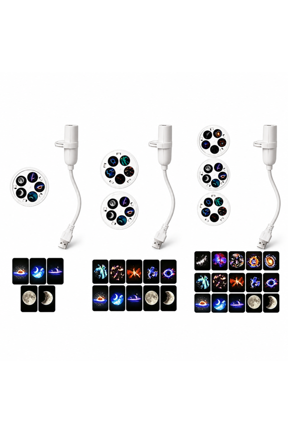 USB Galaxy Projector Night Light, 5 Films Version, Moon Starry Sky Lamp with Flexible Gooseneck, Planet Nebula Projection Light for Bedroom Home Decor Sleep Lighting