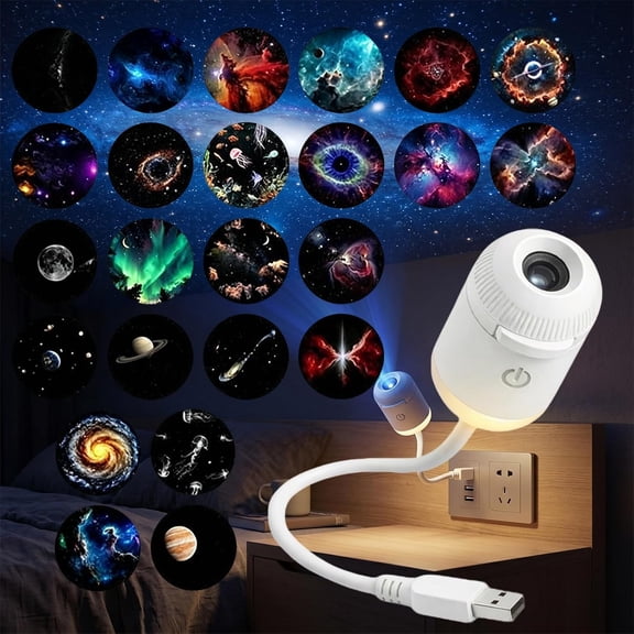 USB Galaxy Star Projector Night Light, Mini LED Starry Sky Lamp with Adjustable Brightness, Projection Light for Bedroom Wall Ceiling Decor