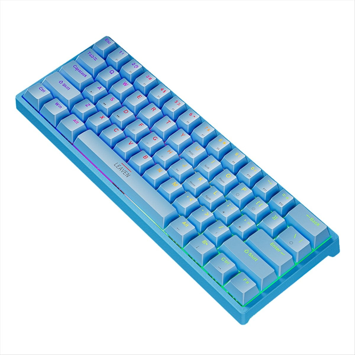USB Gaming Mechanical Keyboard 61 Keys Red Switch Wired Detachable Cable RGB Backlight Hot Swappable