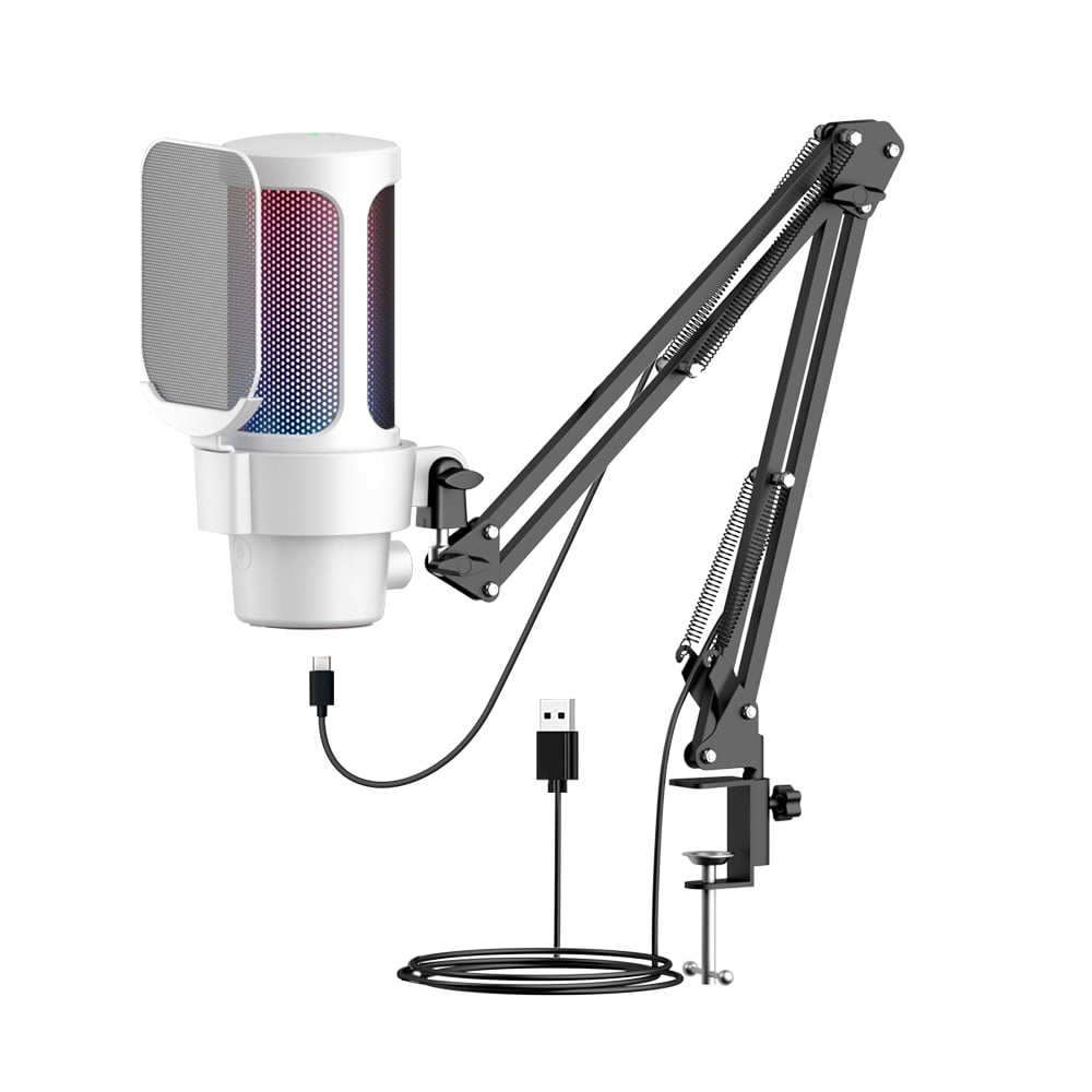 Comp Microphone USB Gaming Microphone Computer Mic Kit RGB Lighting Cardioid Mode Pick ...