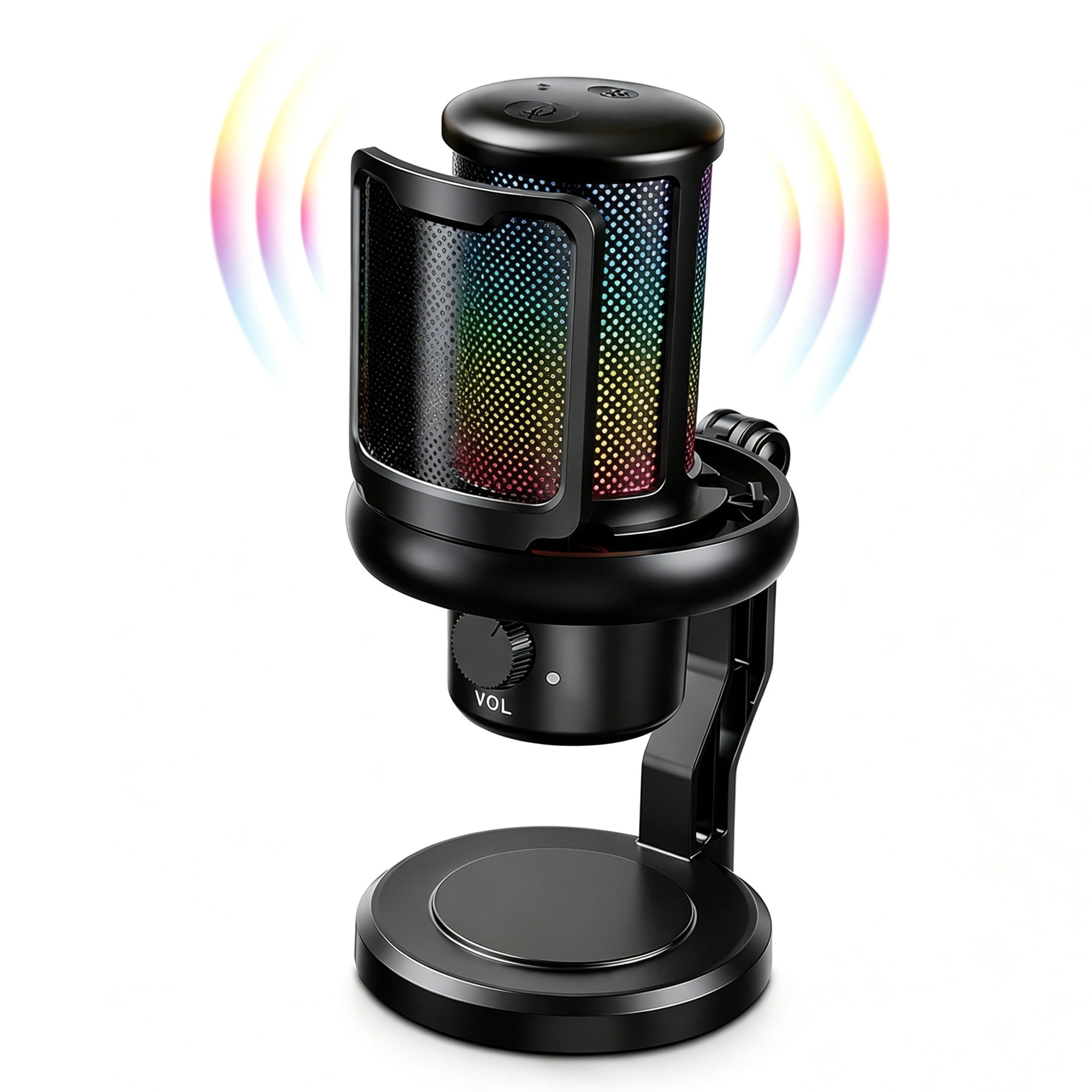 USB Gaming Microphone for PC with RGB, Noise Cancellation, Condenser Mic, Boom Arm, Pop Filter, Shock Mount – Ideal for Streaming, Podcast, Recording on Laptop, Mac, Twitch, YouTube