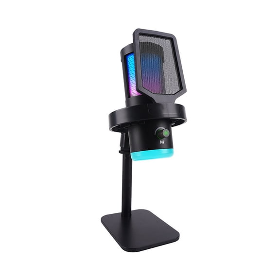 USB Gaming Microphone with RGB Light, Cardioid Pickup,Real-Time Monitoring for PC