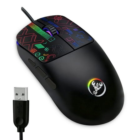 USB Gaming Mouse, EEEkit Wired Computer Mice with Silent, 6 Buttons, Ergonomic Design, Adjustable DPI, 7 RGB LED Modes for PC/Mac/Laptop