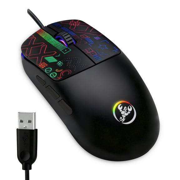USB Gaming Mouse, EEEkit Wired Computer Mice with Silent, 6 Buttons, Ergonomic Design, Adjustable DPI, 7 RGB LED Modes for PC/Mac/Laptop