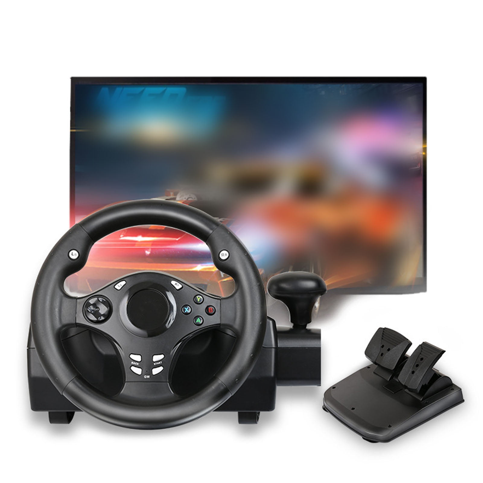 USB Gaming Steering Wheel for PC,7 in 1 Gaming Racing Wheel 270 Degrees