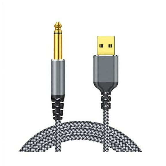 USB Guitar Cable, 4FT USB A Male to 6.35mm TS Mono Guitar Cable, Guitar 1/4 Inch TS to Computer USB Interface Cable Adapter for nstruments Recording Singing, Bass/Electronic Guitar/Piano/Drums
