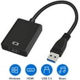 thumbnail image 1 of USB to HDMI Adapter, HD 1080P Video Audio Converter, USB 3.0 to HDMI Adapter Cable for Multiple Monitors, Support Windows XP/10/8.1/8/7 (Not Mac, Linux, Vista, Chrome, Firestick) (Black), 1 of 7