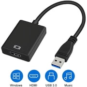 USB to HDMI Adapter, HD 1080P Video Audio Converter, USB 3.0 to HDMI Adapter Cable for Multiple Monitors, Support Windows XP/10/8.1/8/7 Not Mac, Linux, Vista, Chrome, Firestick Black