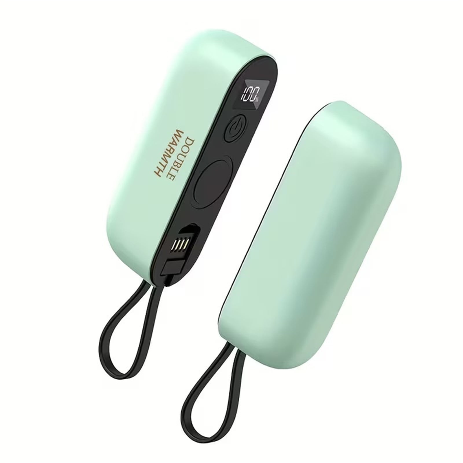 USB Hand Warmer Portable 2-in-1 Adjustable Heat Rechargeable Fast Charging 3000mAh for Outdoor Activities Winter Travel Hiking Cold Weather Use