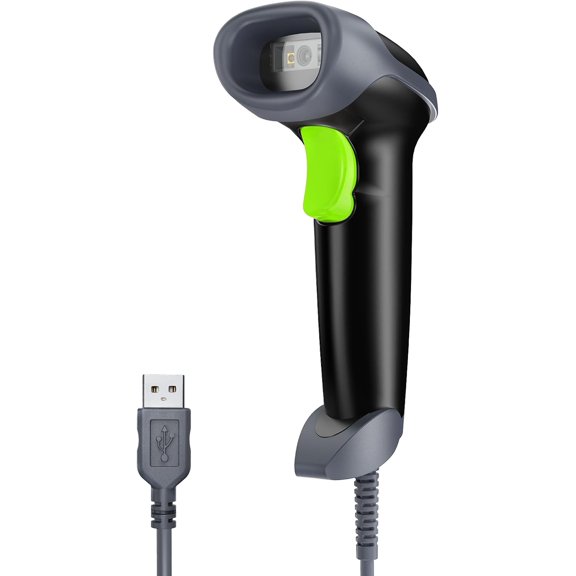 USB Handheld 2D QR Code Scanner, PDF417 Data Matrix Barcode Scanner, Wired Automatic Bar Code Reader with Long USB Cable for POS Mobile Payment, Supermarket, Warehouse