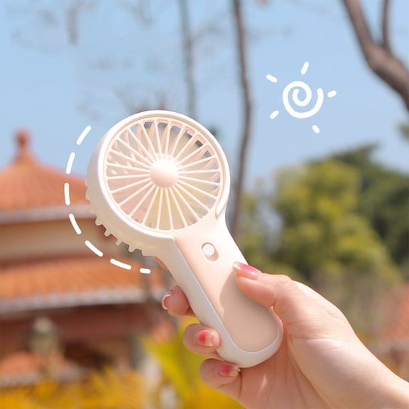 USB Handheld Fan Rechargeable Mini Fan, Portable Personal Cooling Fan with Desktop Base and Strong Airflow, Compact Travel Fan for Office Bedroom Outdoor Summer Use