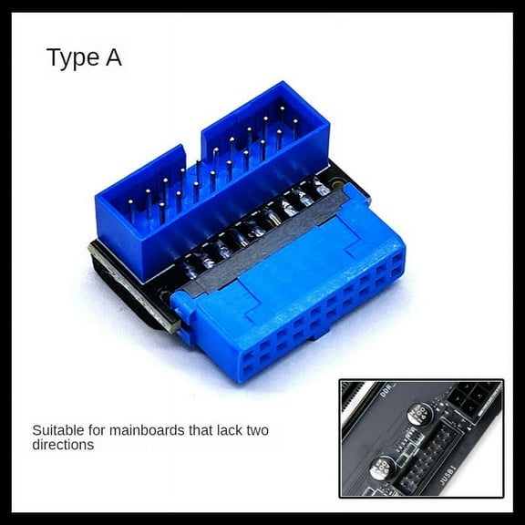 USB Header Adapter USB3.2 GEN1 19Pin/20Pin Socket 90 Degree Steering Elbow Converter DIY Desktop Motherboard A