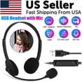 thumbnail image 1 of USB Headset Headphone With Microphone Noise Cancelling For PC Computer Call Chat, 1 of 11