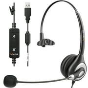 USB Headset with Microphone Noise Cancelling and Audio Control, Business PC Headsets for Computers, Laptops, USB Headphones for Home Office Call Center, Skype Zoom Webinar, Clear Chat, Super Light