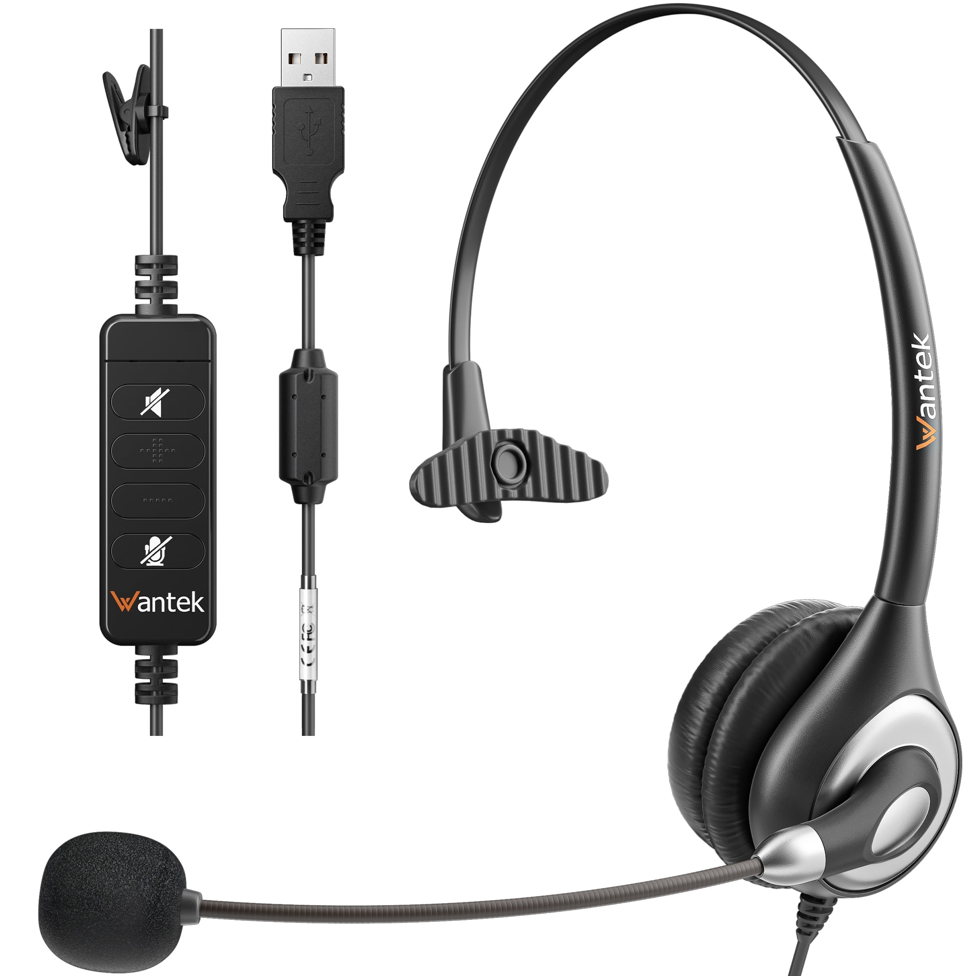 USB Headset with Microphone Noise Cancelling and Audio Control, Business PC Headsets for