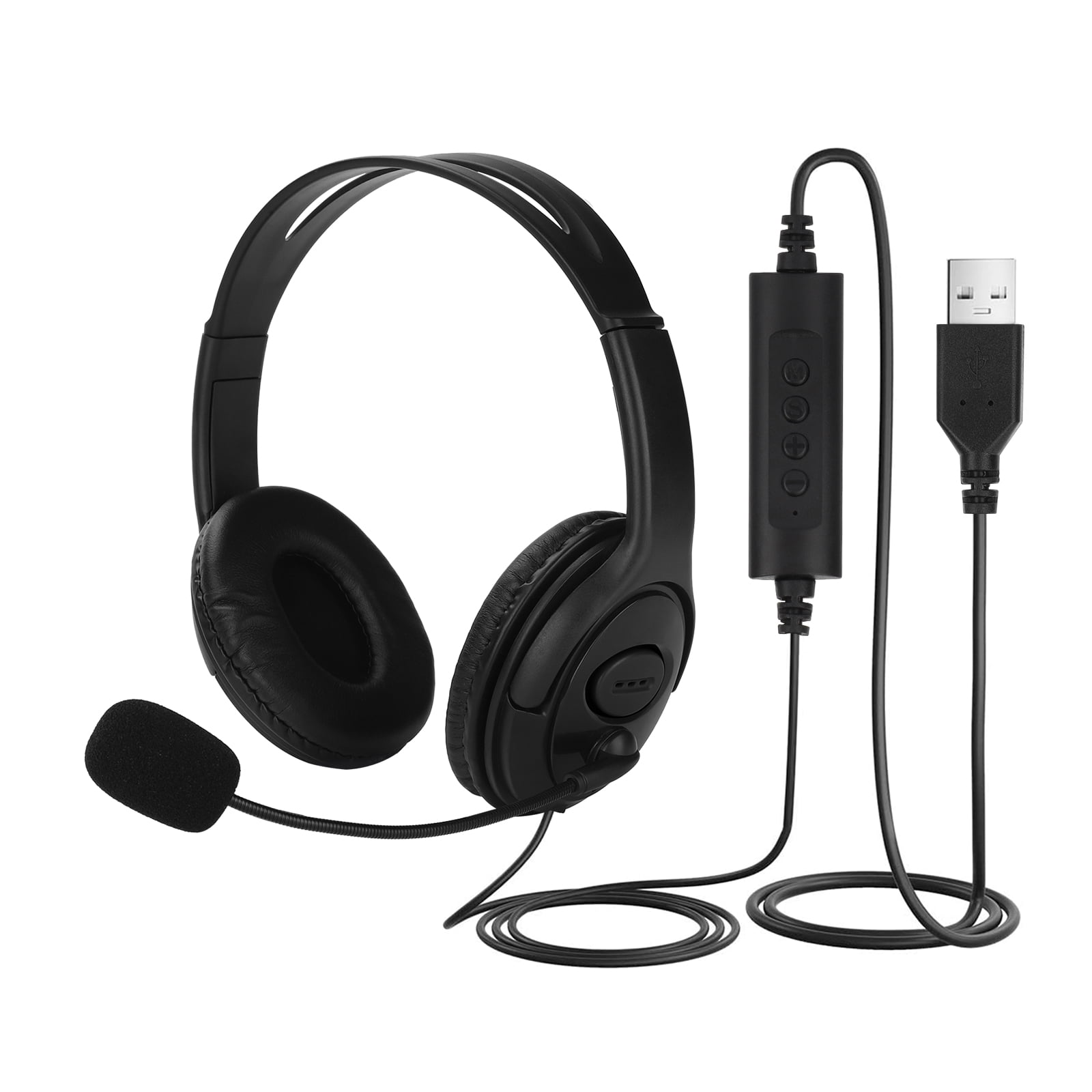 USB Headset with Microphone Noise Cancelling Stereo Computer Headphones with Boom Mic Volume Controls Wired Over Ear Headphone for PC Laptop