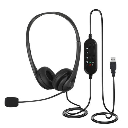 USB Headset with Microphone Noise Cancelling, Stereo Computer Headphones with Boom Mic & Volume Controls, Wired Over Ear Headphone for PC, Laptop, Call Center, Business, Office, Skype, Zoom
